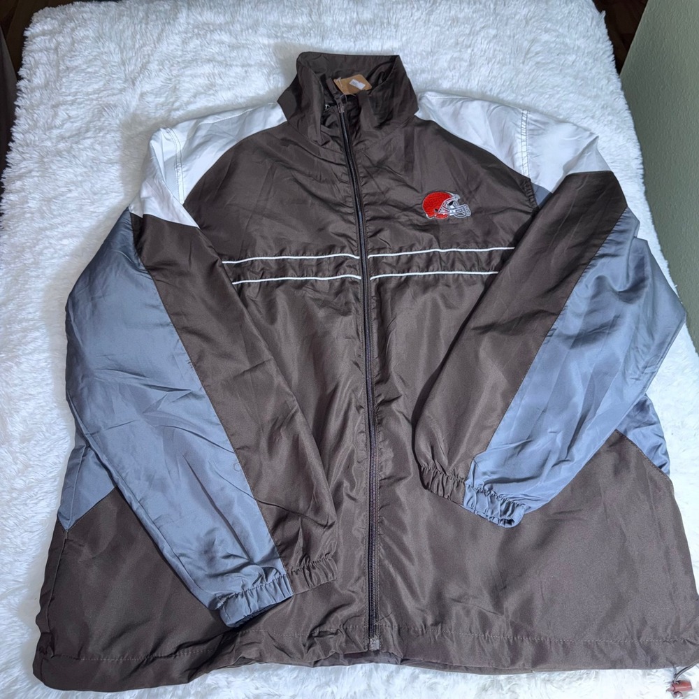 Dunbrooke Windbreaker‎ Jacket Mens XL Brown NEW NFL Cleveland Browns Full Zip SI